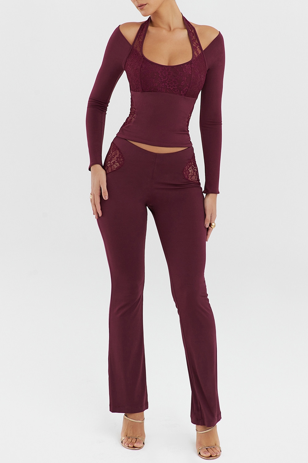 Mistress Rocks Black Cherry Lace Trim Trousers - SALE — image 5
