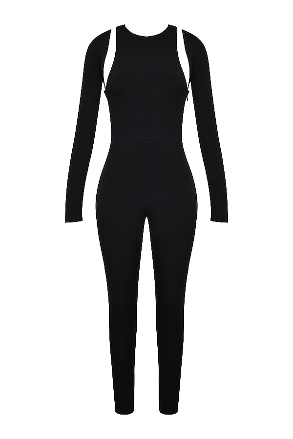 Mistress Rocks Black Lycra Jersey Jumpsuit With Shrug - SALE — image 8