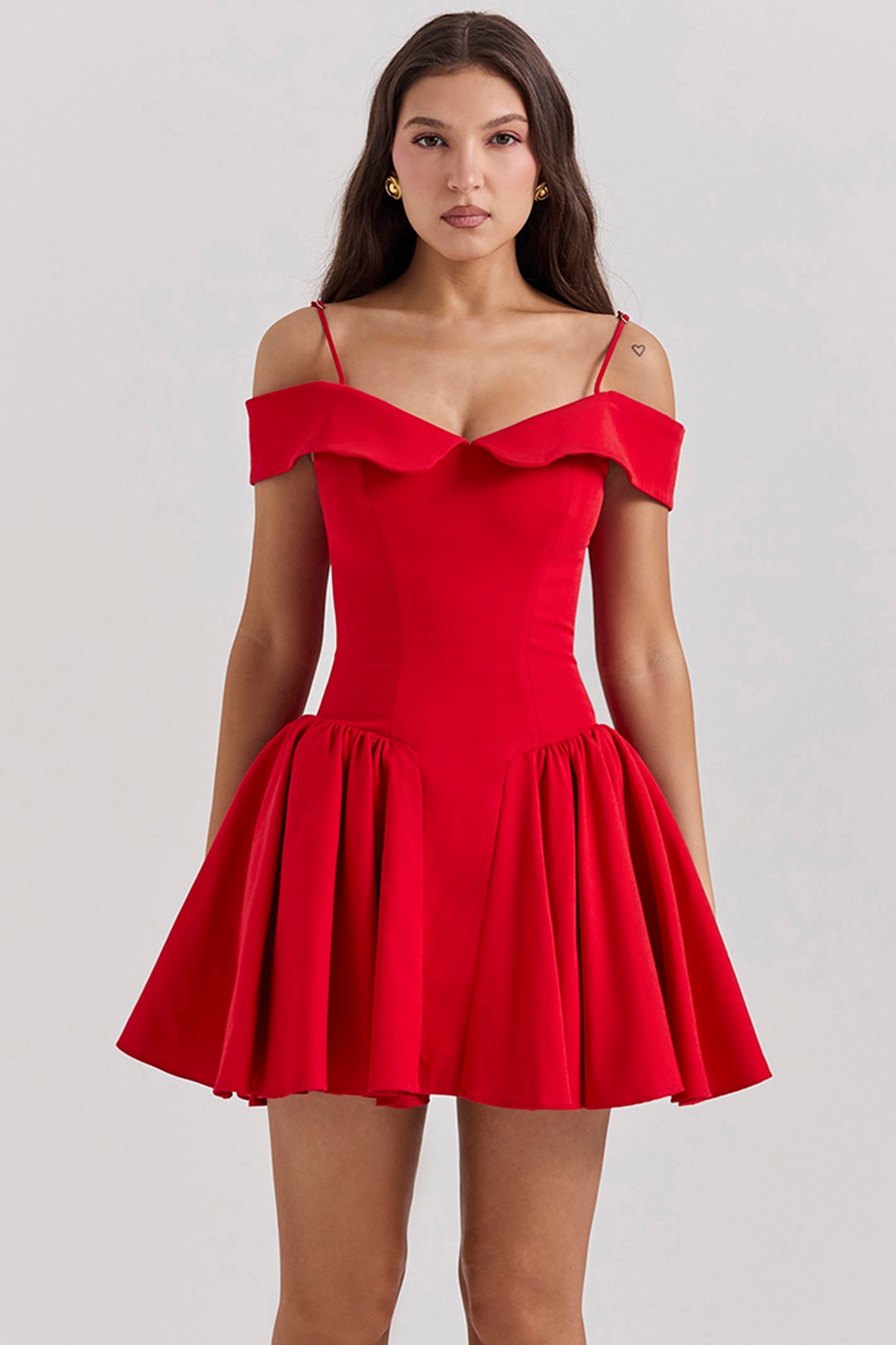 Elida  Scarlet Off Shoulder Mini Dress — image 1