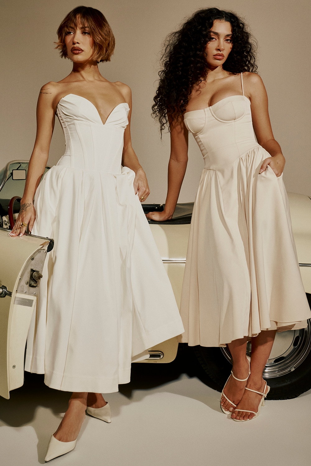 Lady  White Strapless Midi Dress — image 12