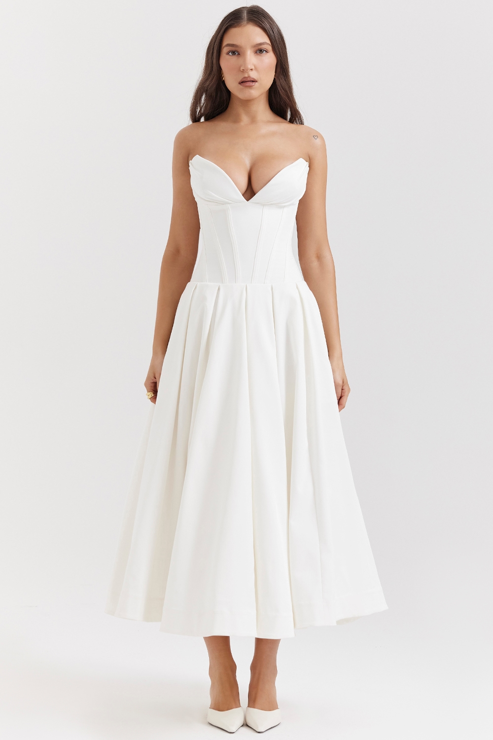 Lady  White Strapless Midi Dress — image 1