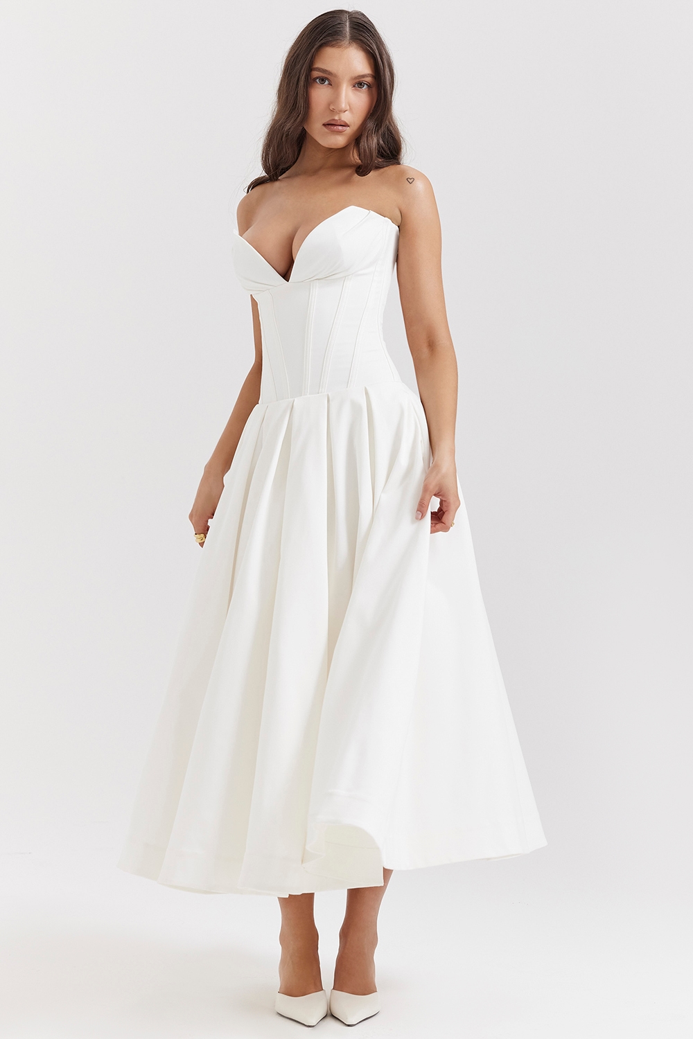 Lady  White Strapless Midi Dress — image 5