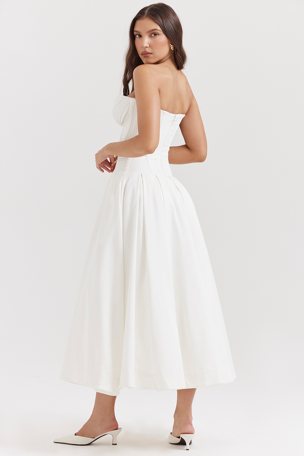 Lady  White Strapless Midi Dress — image 7