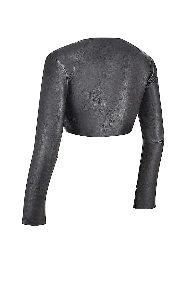 Ione  Black Vegan Leather Cropped Top — image 9