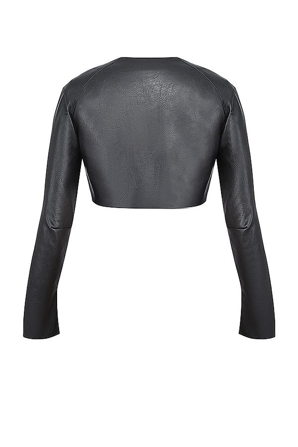 Ione  Black Vegan Leather Cropped Top — image 10