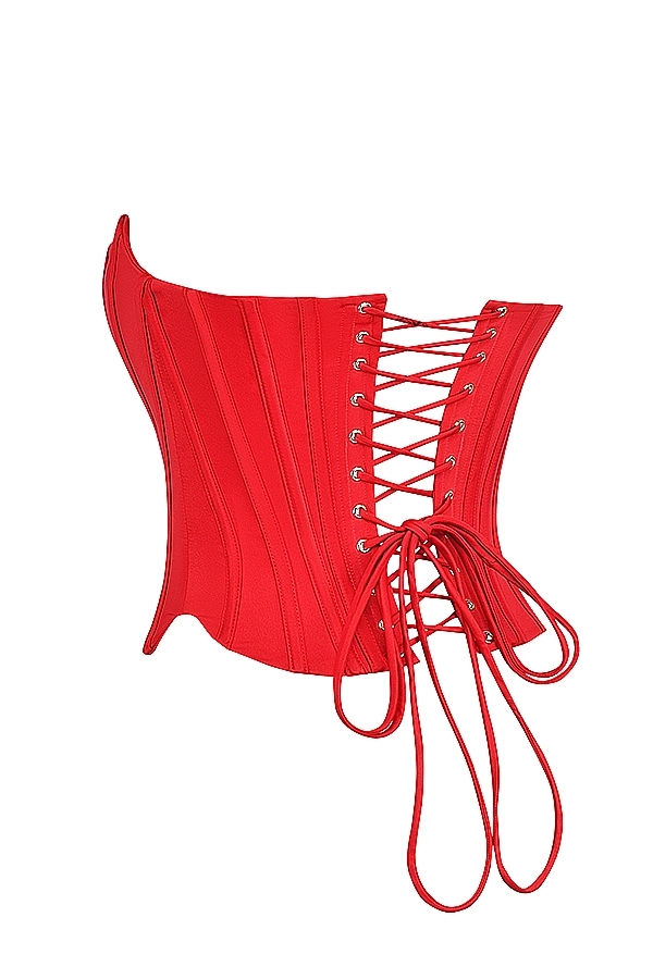 Genevieve  Scarlet Satin Lace Back Corset — image 11