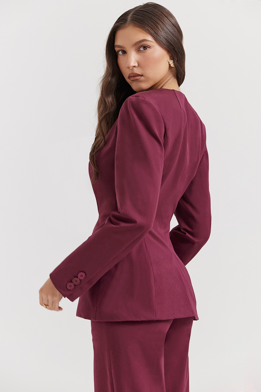 Theodora  Wine Deep V Blazer — image 8