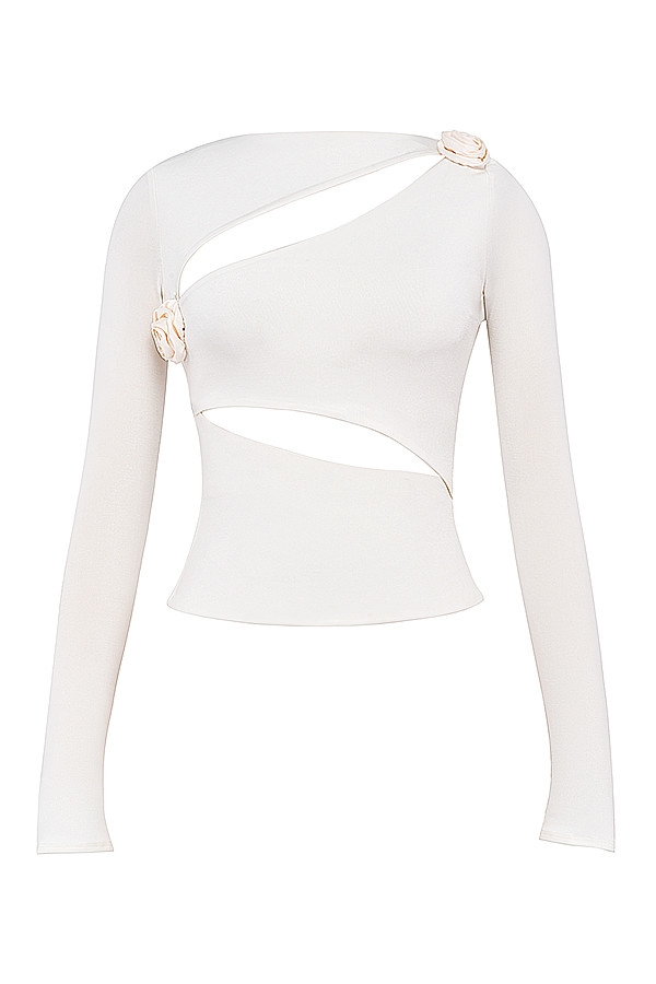 Mistress Rocks Ivory Flower Embellished Top - SALE — image 11