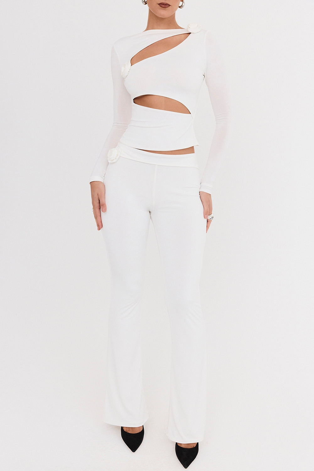 Mistress Rocks Ivory Flower Embellished Top - SALE — image 3