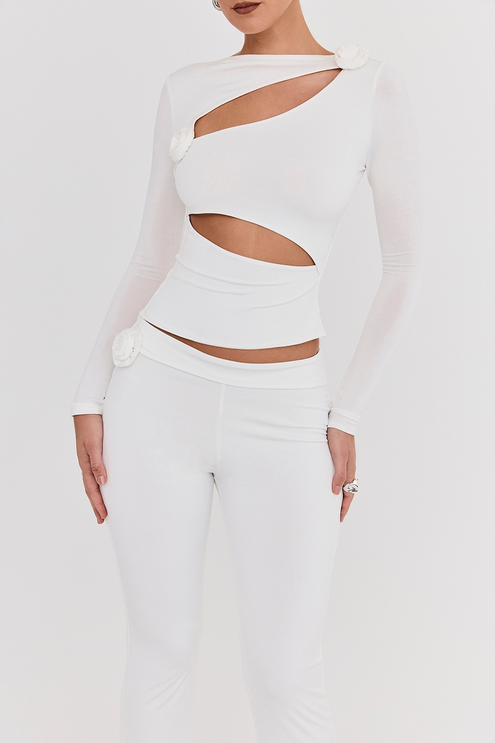 Mistress Rocks Ivory Flower Embellished Top - SALE