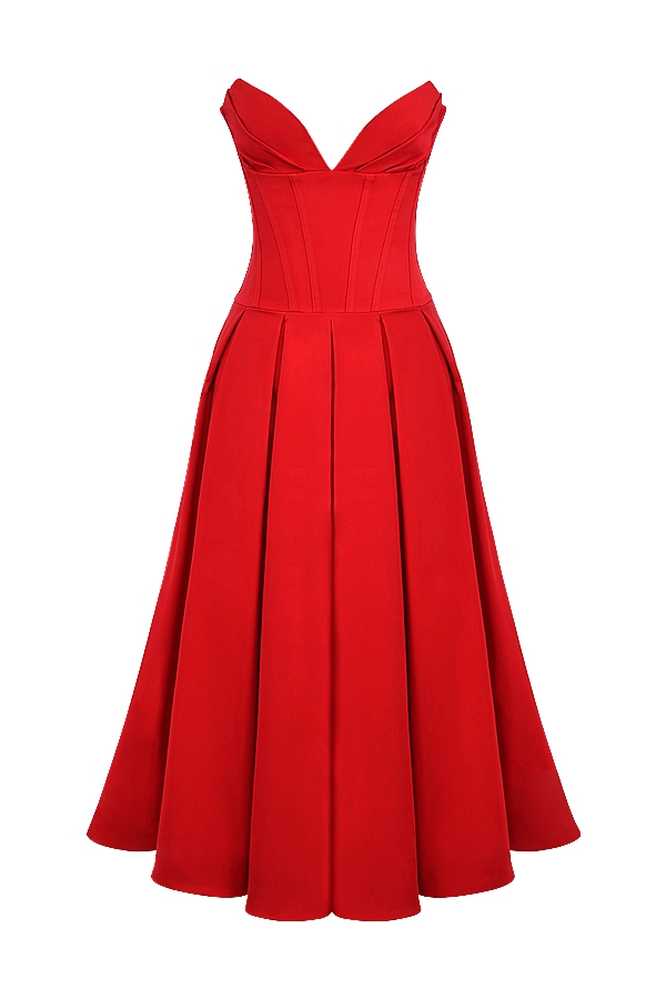 Lady  Scarlet Strapless Midi Dress — image 7