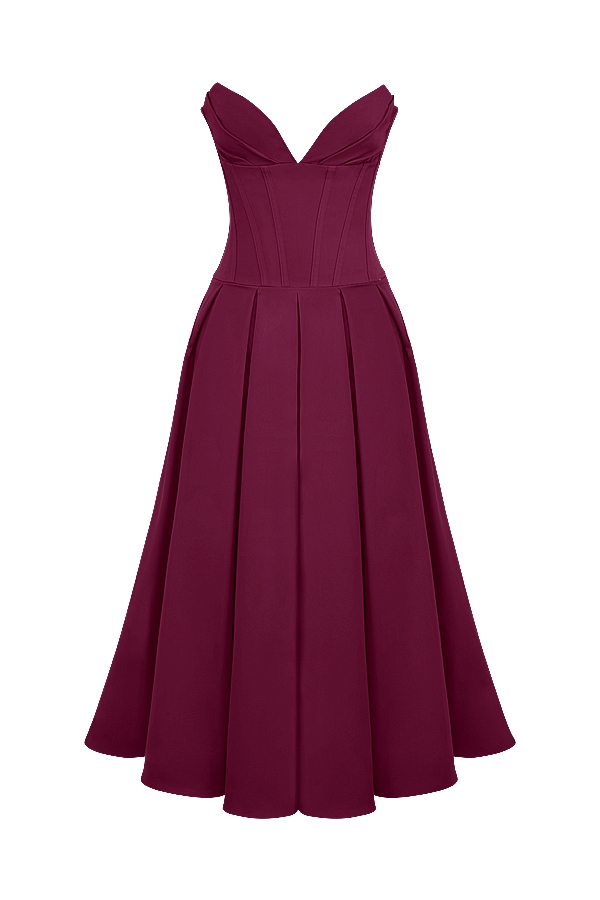 Lady  Wine Strapless Midi Dress — image 11