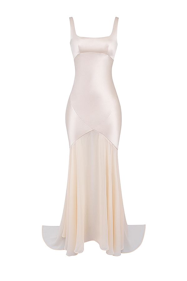 Vittoria  Champagne Chiffon Floor Length Gown — image 13