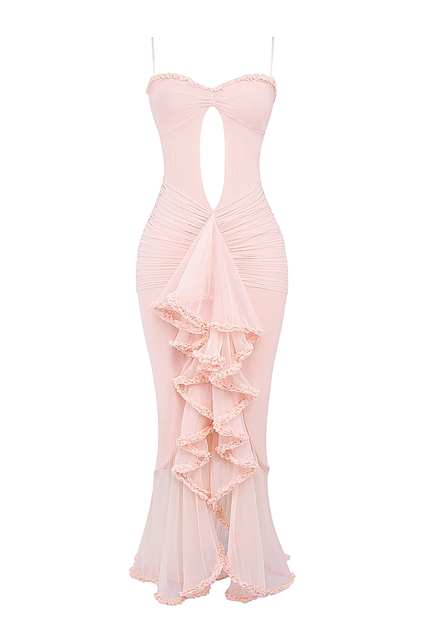 Gabriella  Soft Peach Ruffled Front Gown — image 12