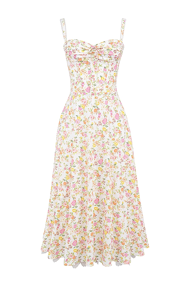 Rosalee  Ivory Meadow Print Cotton Bustier Sundress — image 14