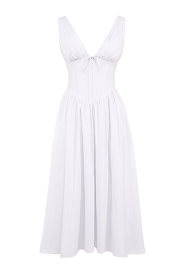 Emmelina  White Cotton Corset Sundress — image 15