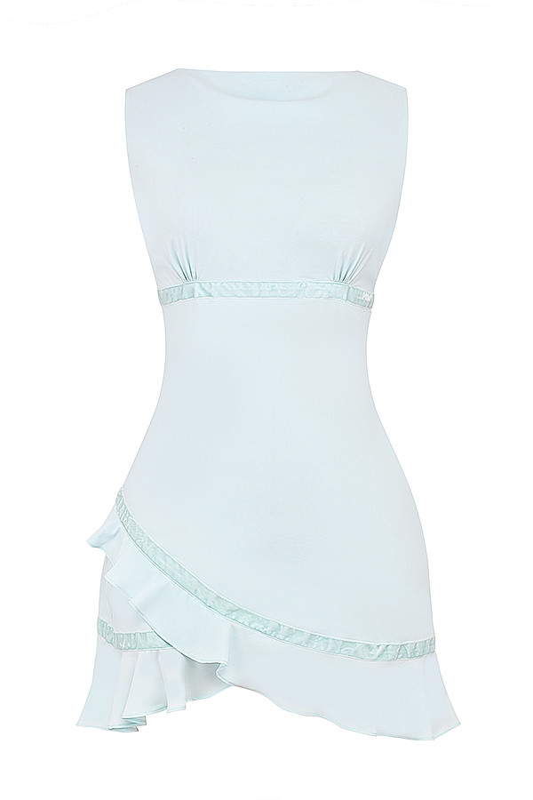 Mistress Rocks Baby Blue Asymmetric Ruffle Mini Dress - SALE — image 11