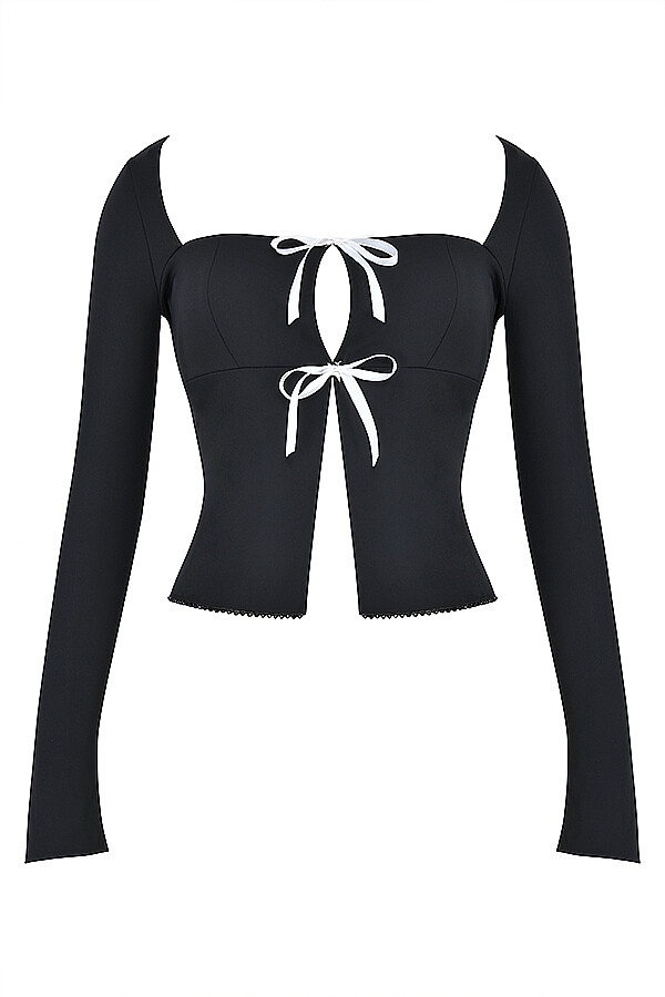 Mistress Rocks Black & Ivory Embellished Top - SALE — image 11