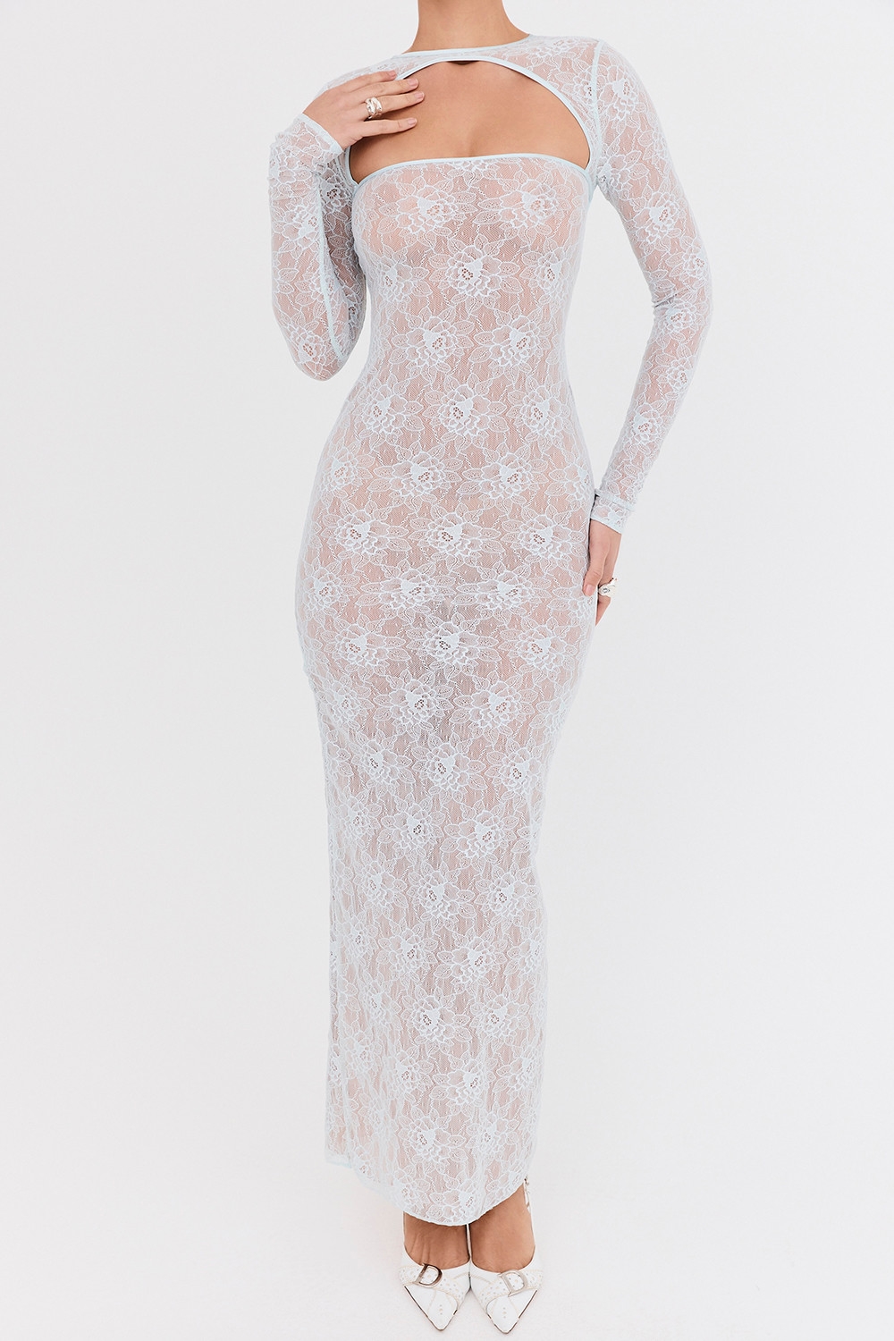 Mistress Rocks Baby Blue Lace Maxi Dress - SALE — image 4