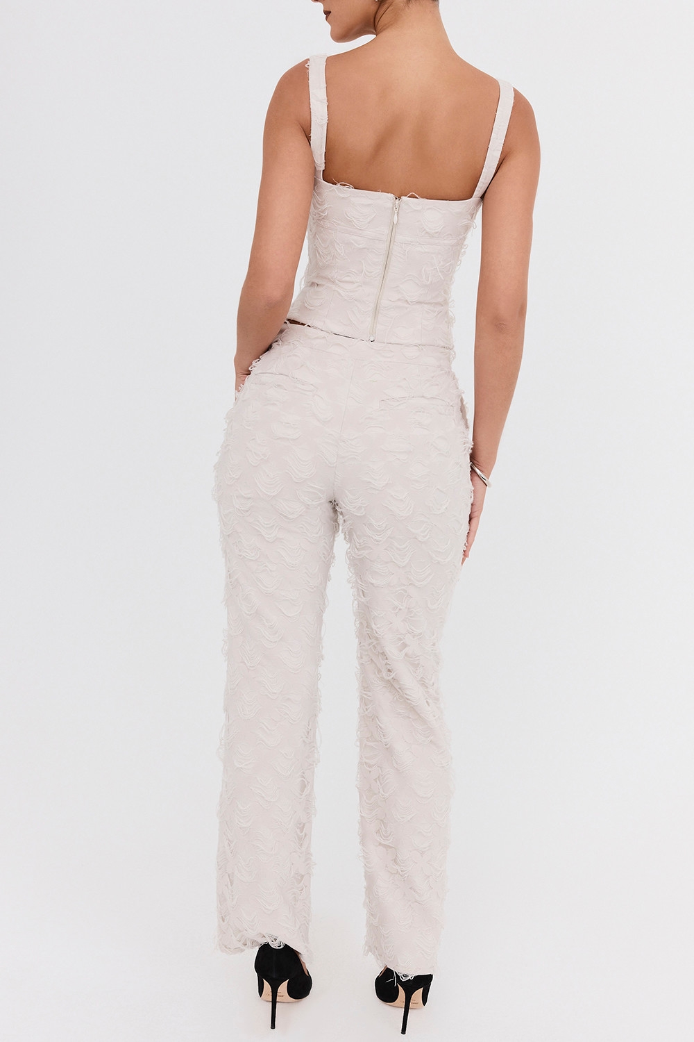 Mistress Rocks Taupe Textured Floral Trousers - SALE — image 8