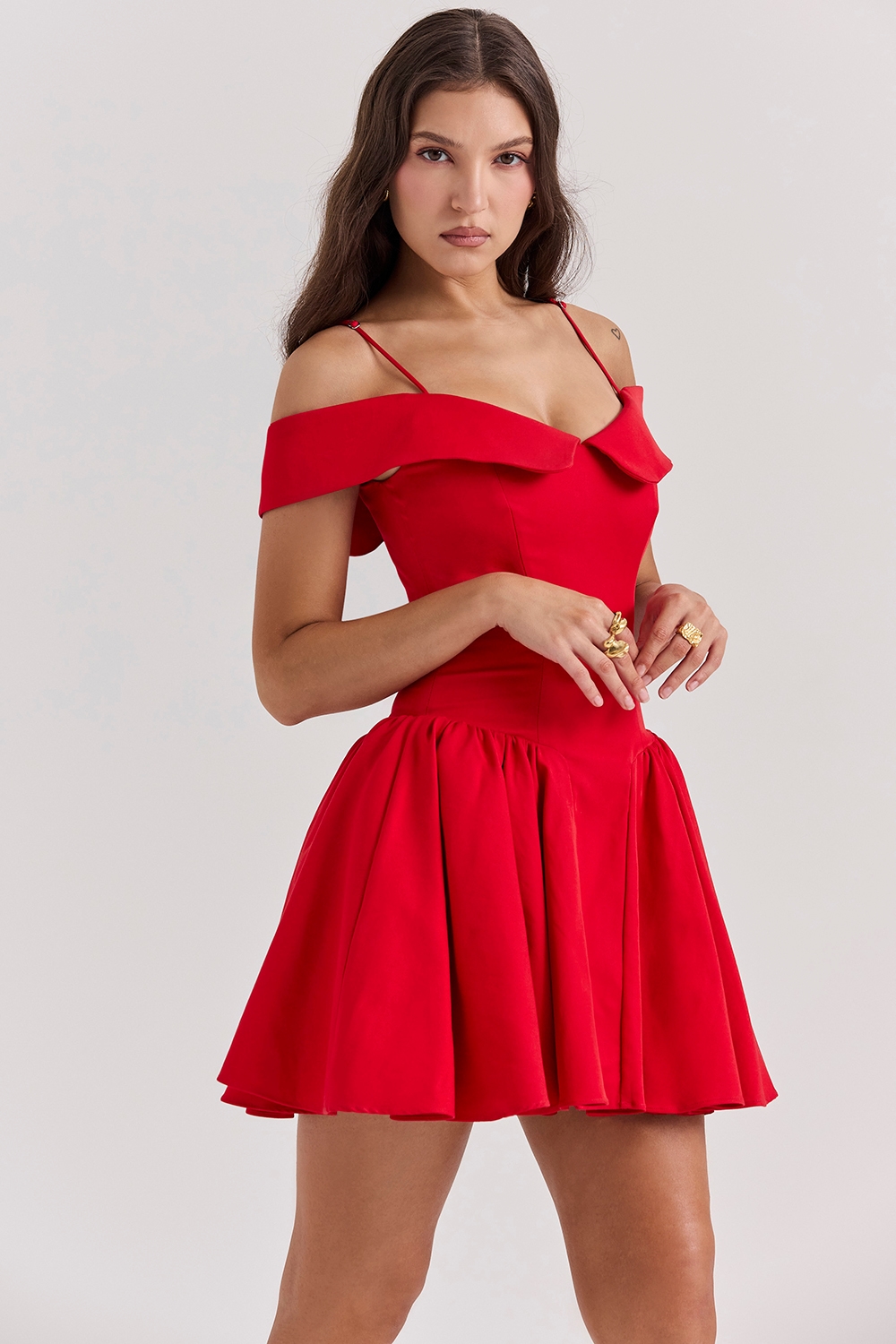 Elida  Scarlet Off Shoulder Mini Dress — image 7