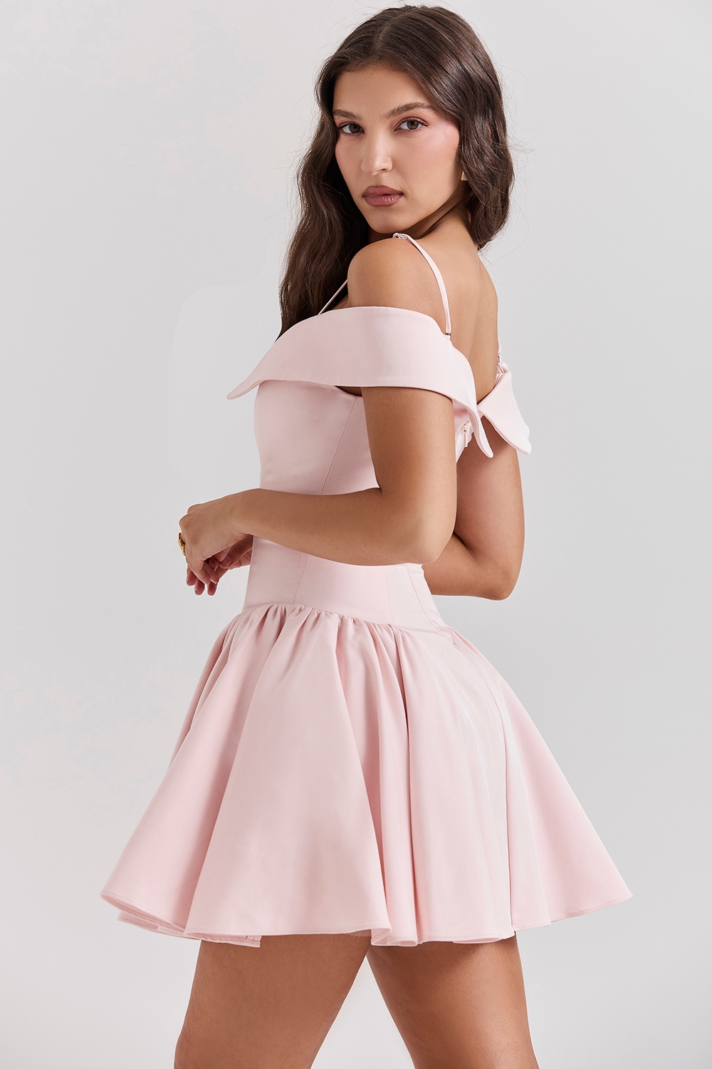 Elida  Ballerina Pink Off Shoulder Mini Dress — image 9