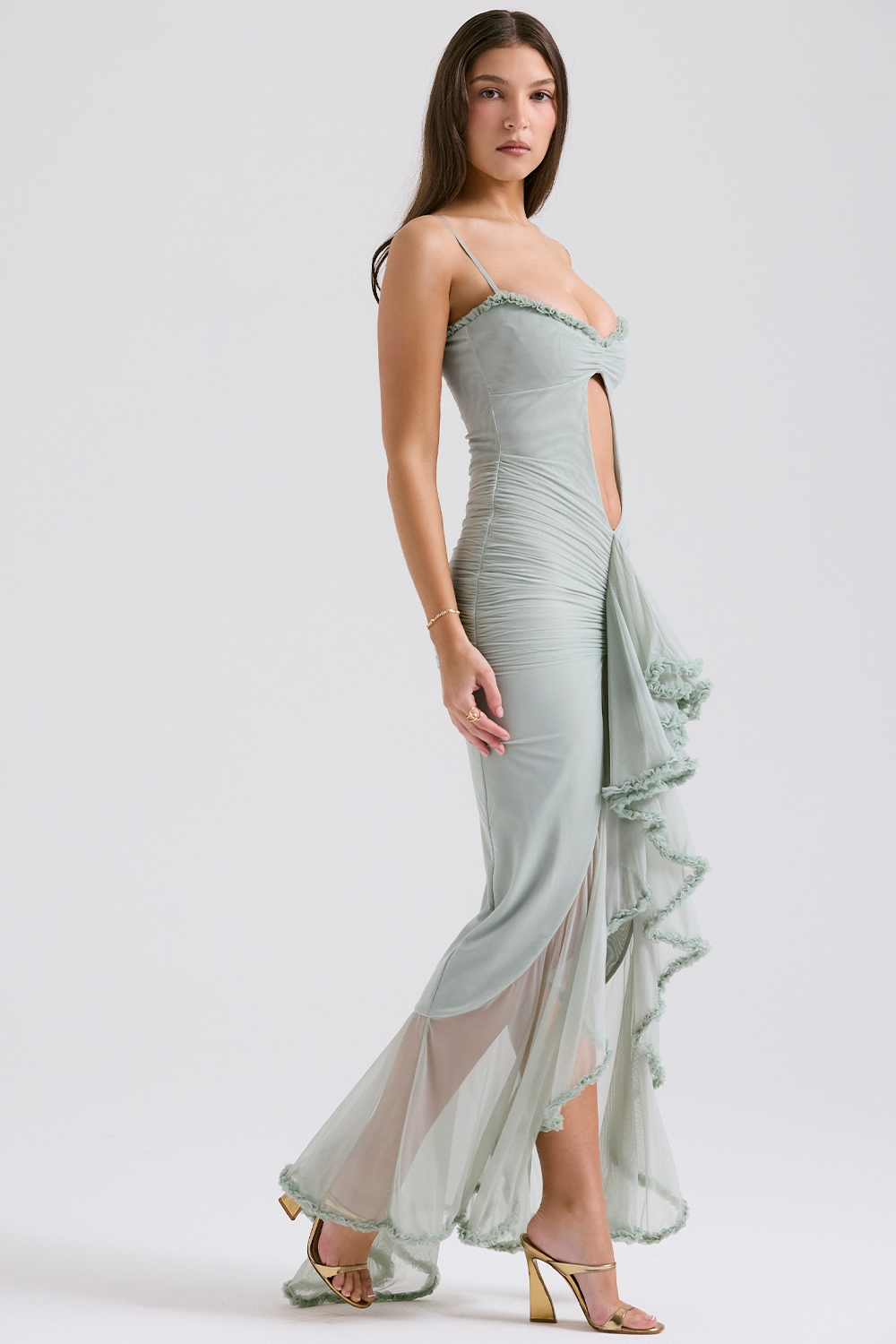Gabriella  Pistachio Ruffled Front Gown — image 7