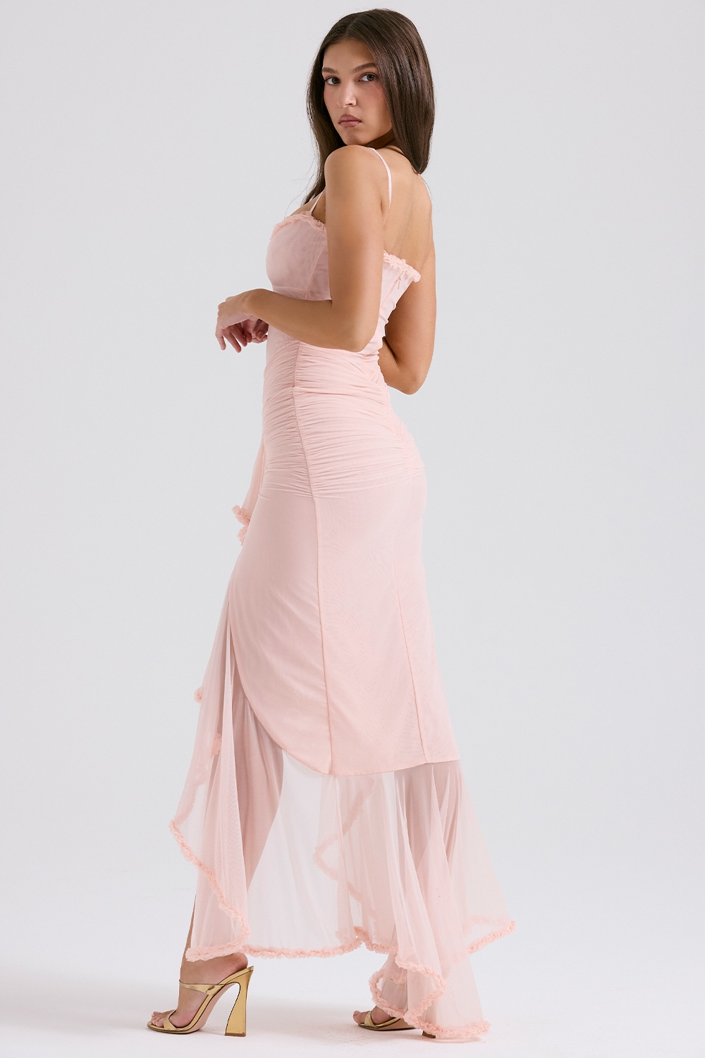 Gabriella  Soft Peach Ruffled Front Gown — image 8