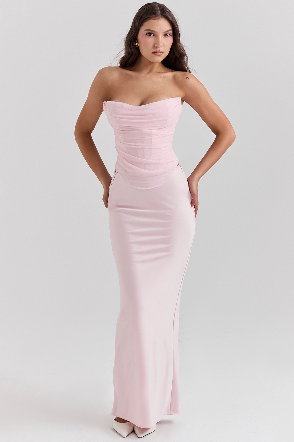 Giuliana  Ballerina Pink Satin Maxi Skirt — image 5