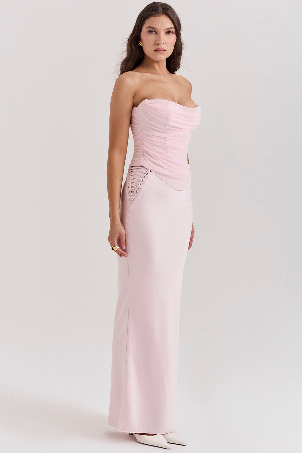 Giuliana  Ballerina Pink Satin Maxi Skirt — image 6