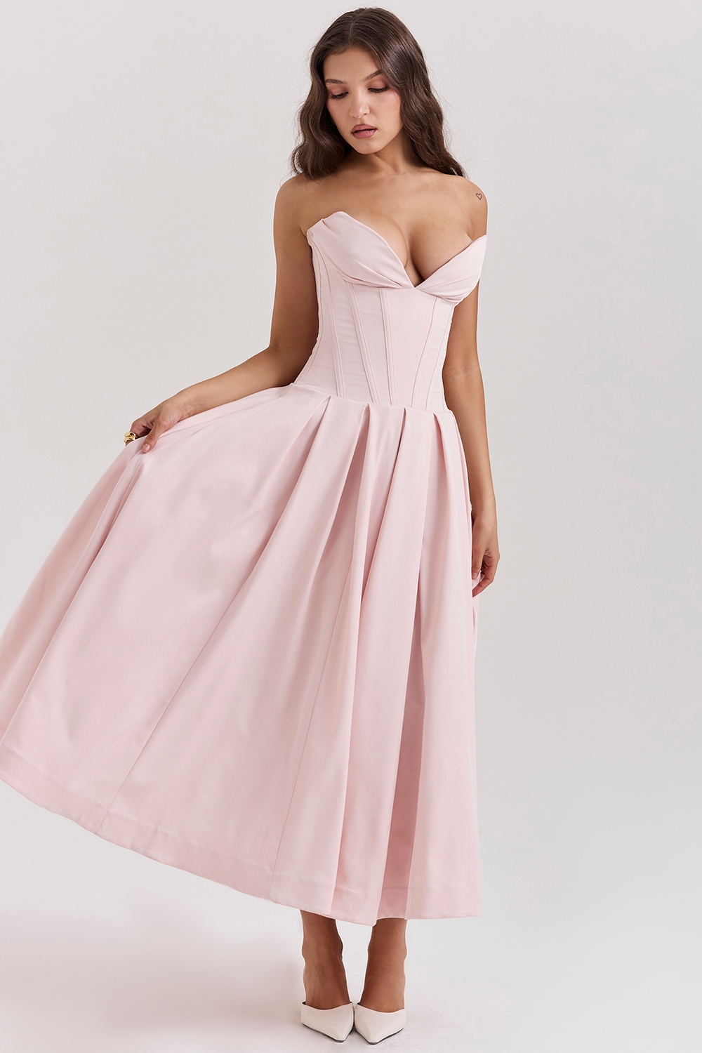 Lady  Ballerina Pink Strapless Midi Dress — image 3