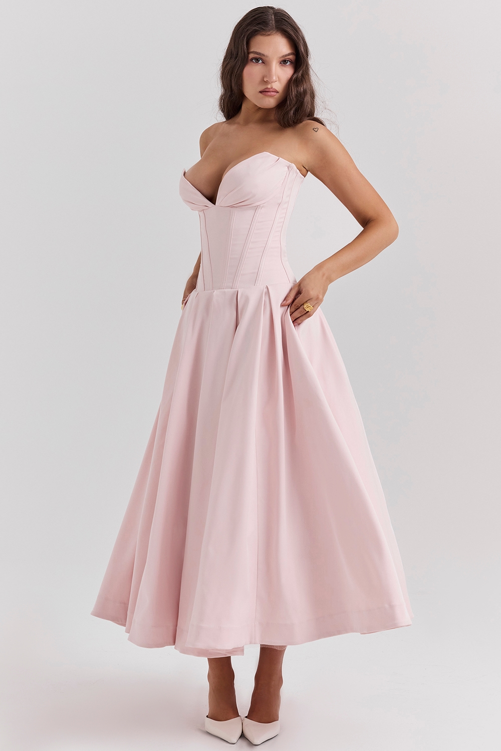 Lady  Ballerina Pink Strapless Midi Dress — image 5