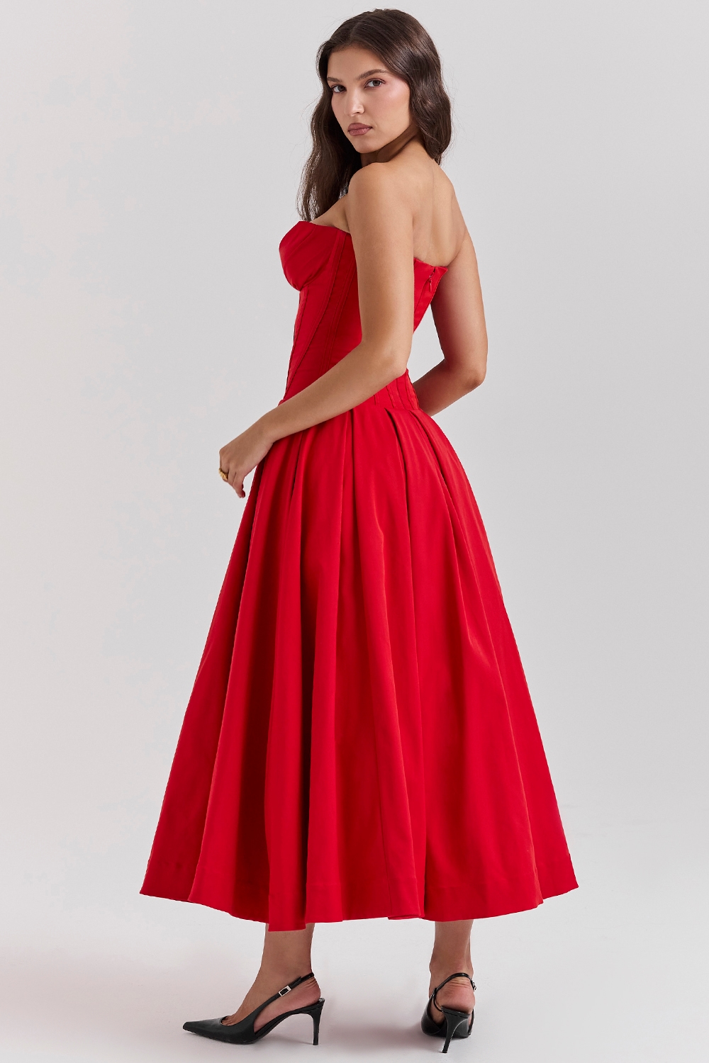Lady  Scarlet Strapless Midi Dress — image 6