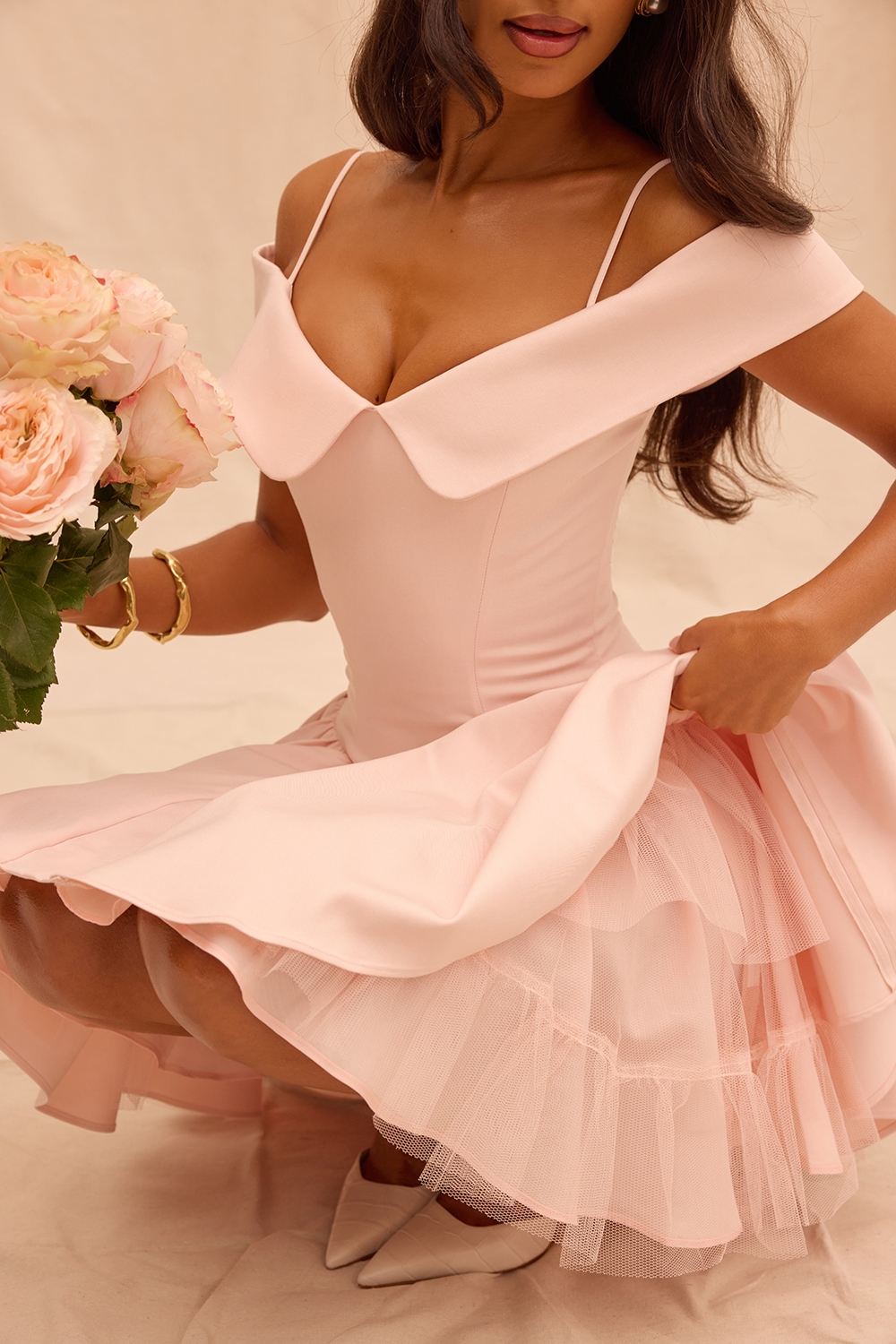 Elida  Ballerina Pink Off Shoulder Mini Dress — image 11