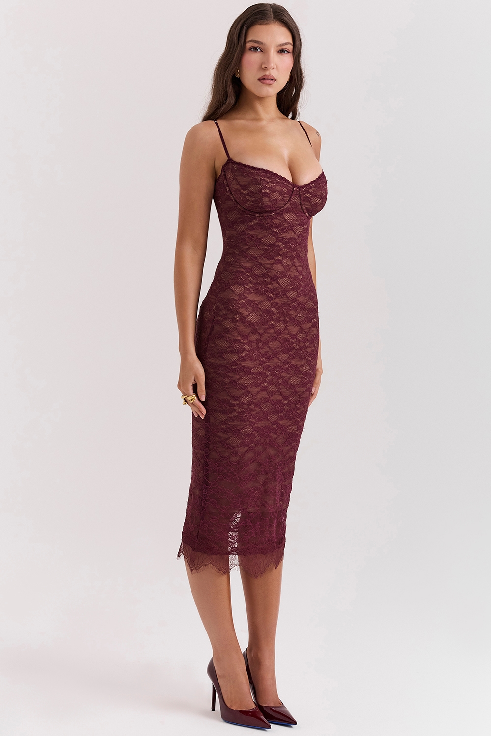 Melina  Mulberry Lace Midi Dress — image 7