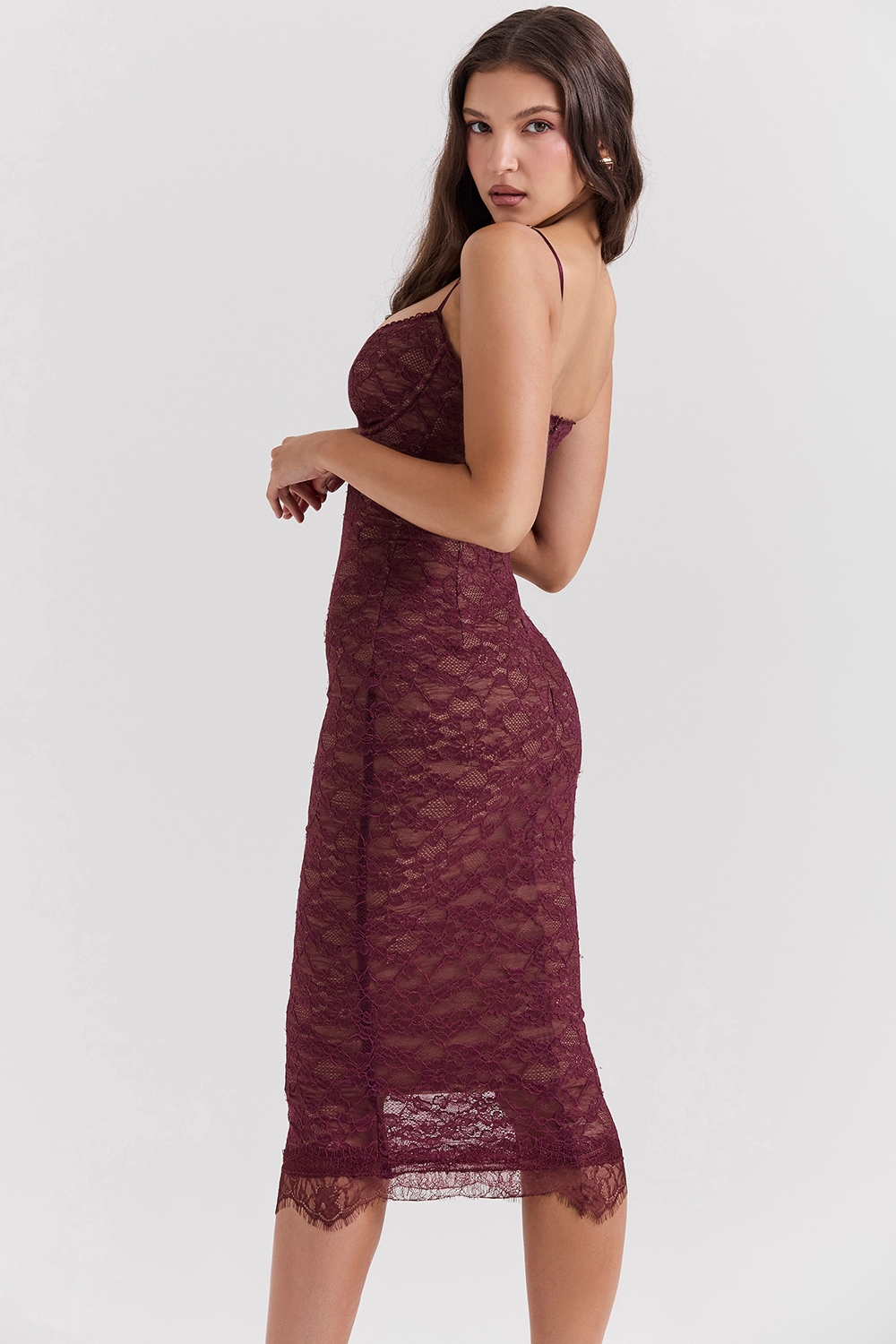 Melina  Mulberry Lace Midi Dress — image 8