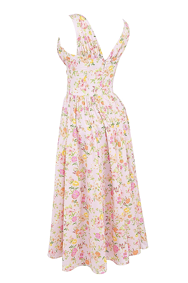Emmelina  Pink Meadow Print Cotton Corset Sundress — image 14