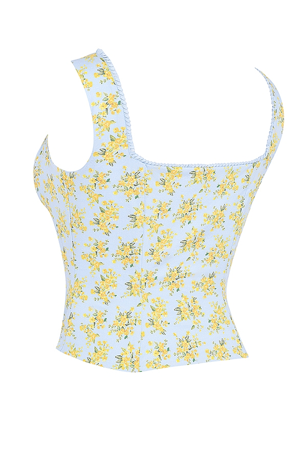 Juana  Soft Blue Vintage Floral Print Cotton Top — image 14