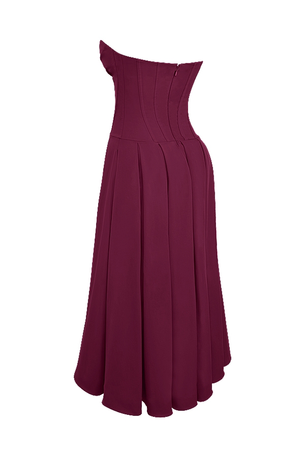 Lady  Wine Strapless Midi Dress — image 12