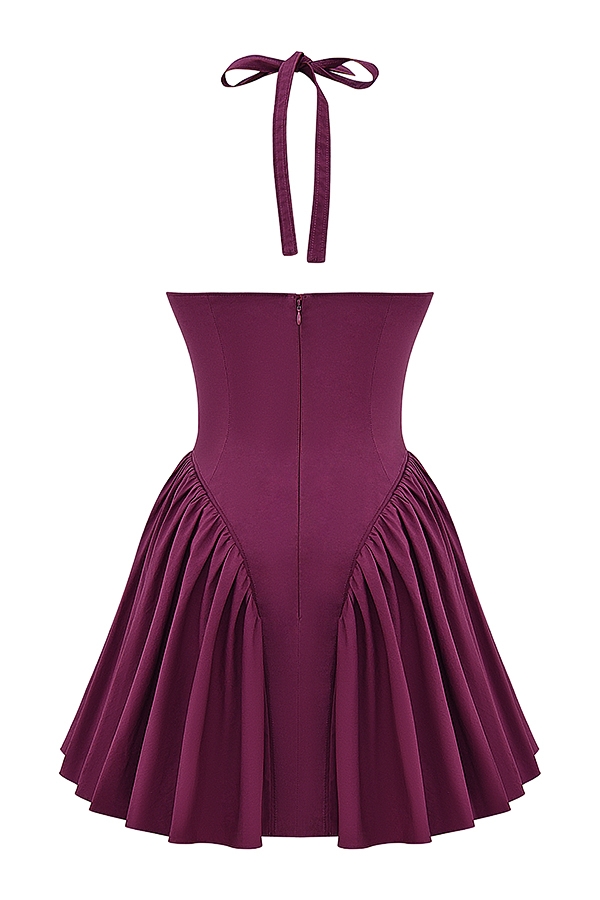 Valentia  Wine Halter Mini Dress — image 15