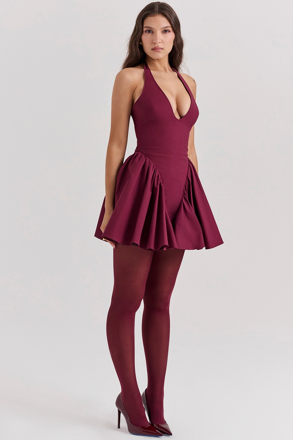 Valentia  Wine Halter Mini Dress — image 7
