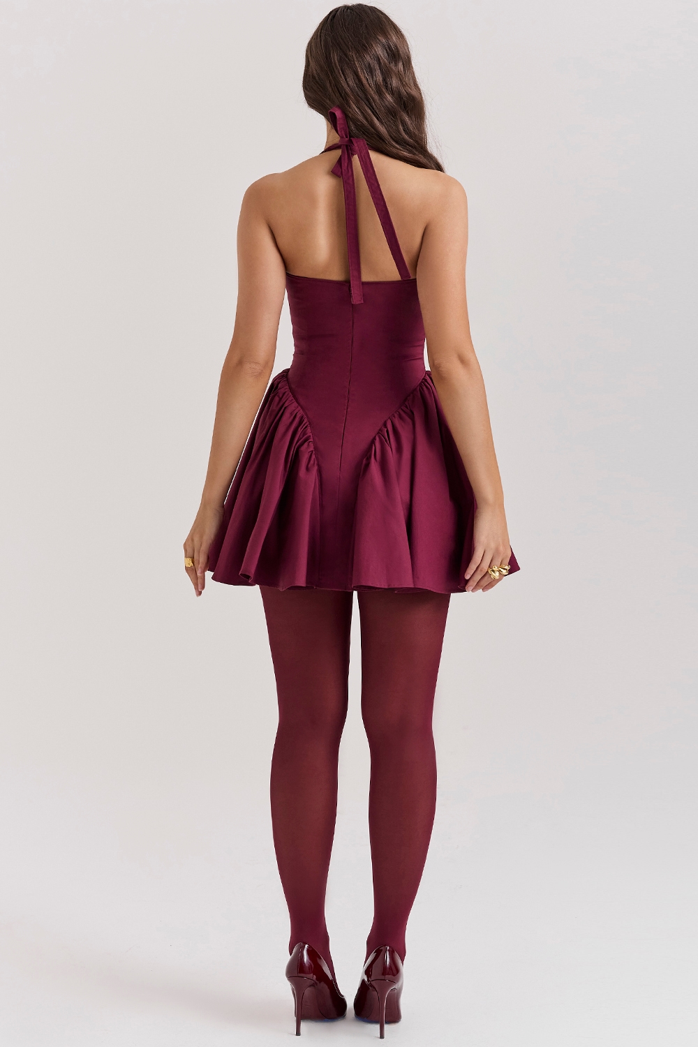 Valentia  Wine Halter Mini Dress — image 9