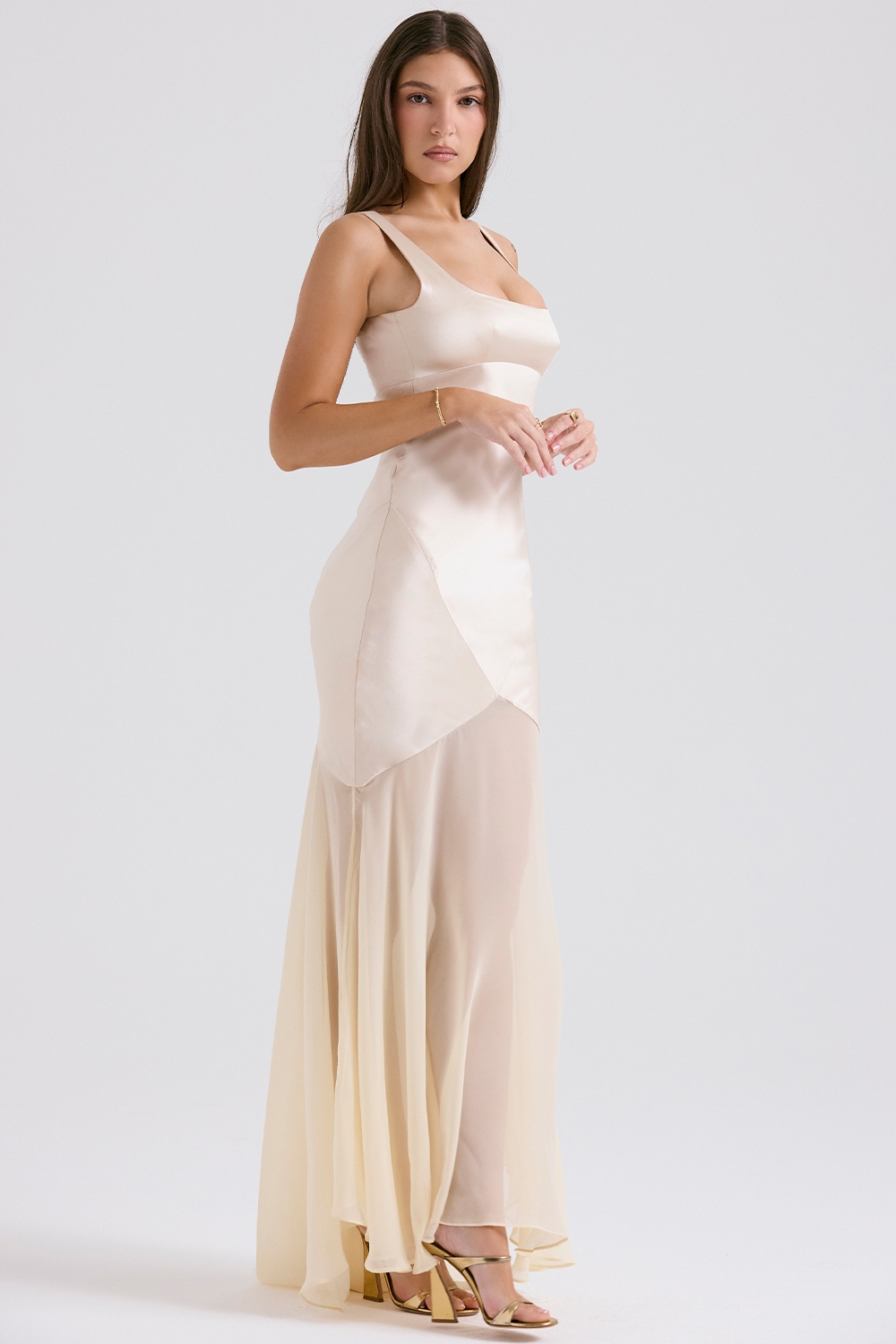 Vittoria  Champagne Chiffon Floor Length Gown — image 5