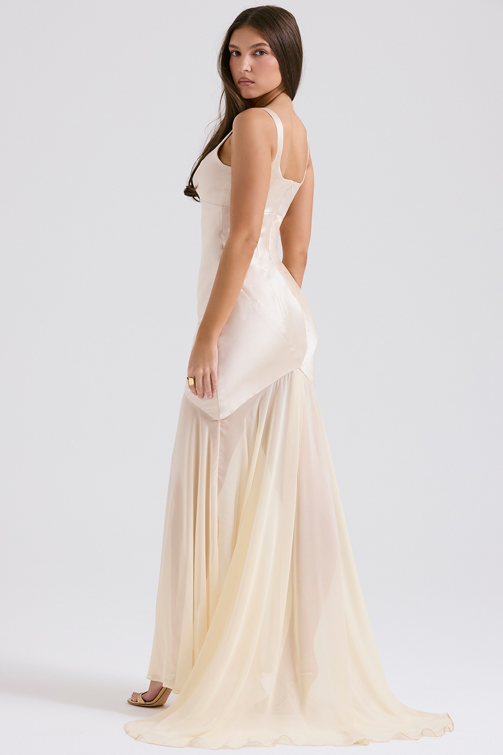 Vittoria  Champagne Chiffon Floor Length Gown — image 8