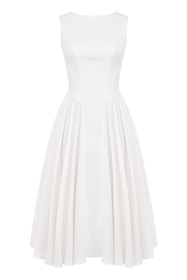 Cindy  White Twill Midi Sundress — image 12