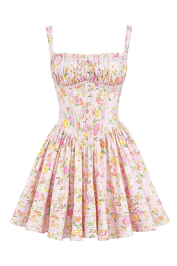 Natassia  Pink Meadow Print Cotton Mini Dress — image 15
