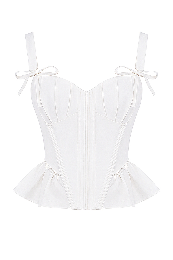 Gigou  White Peplum Cotton Corset — image 16