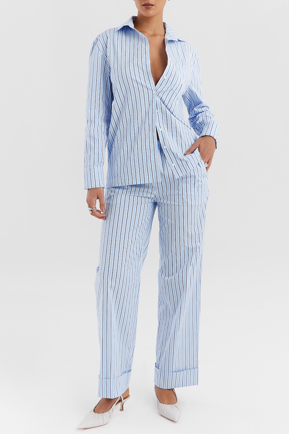 Mistress Rocks Blue Striped Boxy Shirt - SALE — image 3
