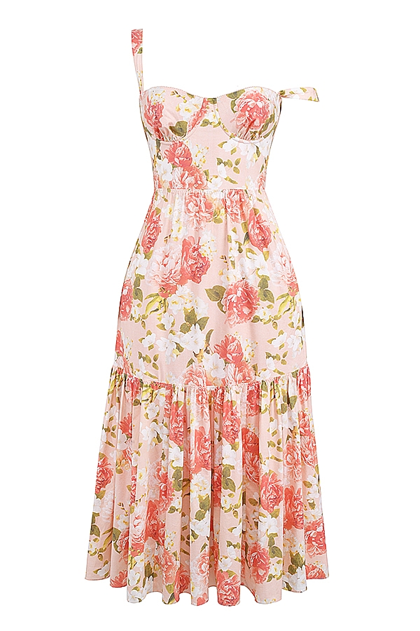 Elia  Pink Peony Print Cotton Midi Sundress — image 11