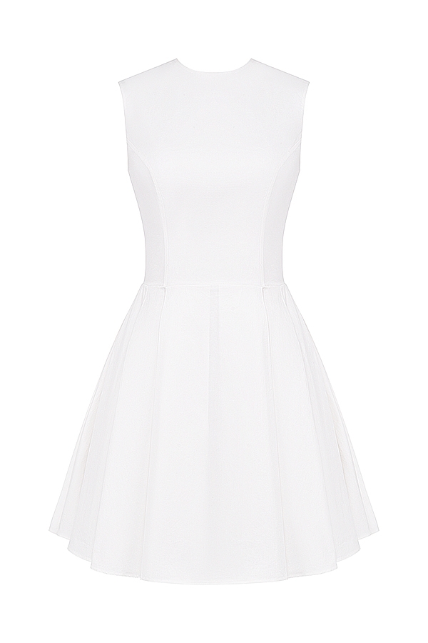 Claretta  White Pleated Cotton Mini Dress — image 12